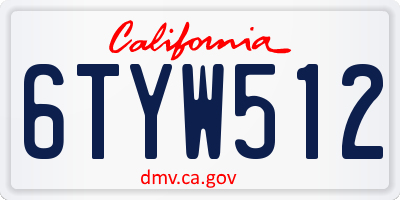 CA license plate 6TYW512