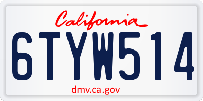 CA license plate 6TYW514