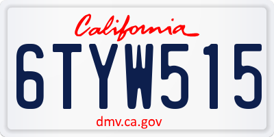 CA license plate 6TYW515