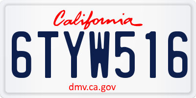CA license plate 6TYW516