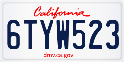 CA license plate 6TYW523