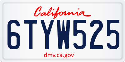 CA license plate 6TYW525