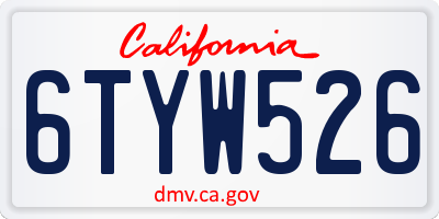 CA license plate 6TYW526