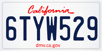 CA license plate 6TYW529
