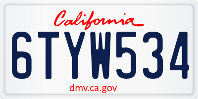 CA license plate 6TYW534