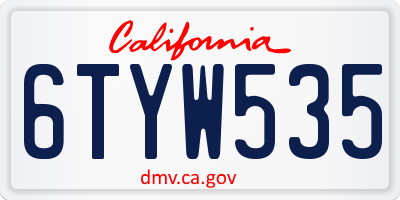 CA license plate 6TYW535