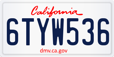 CA license plate 6TYW536