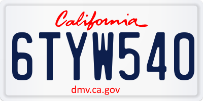 CA license plate 6TYW540