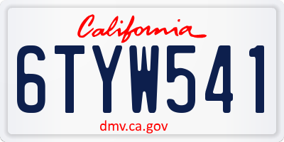 CA license plate 6TYW541