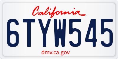 CA license plate 6TYW545