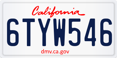 CA license plate 6TYW546
