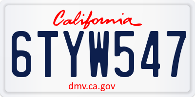CA license plate 6TYW547