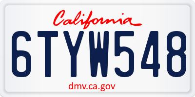 CA license plate 6TYW548