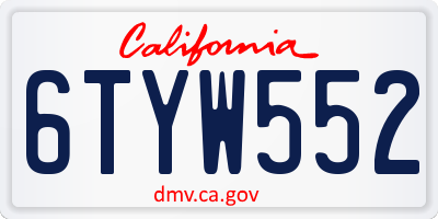 CA license plate 6TYW552