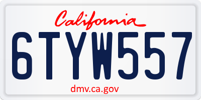 CA license plate 6TYW557