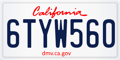 CA license plate 6TYW560