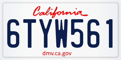 CA license plate 6TYW561