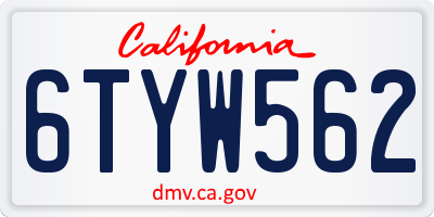 CA license plate 6TYW562