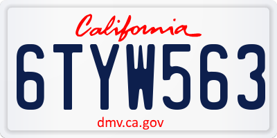 CA license plate 6TYW563