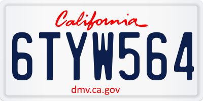 CA license plate 6TYW564
