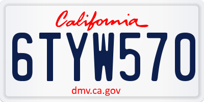 CA license plate 6TYW570