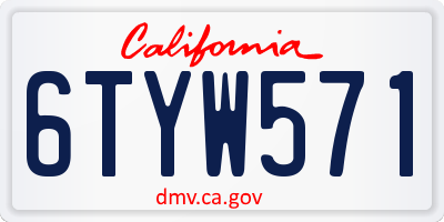 CA license plate 6TYW571