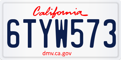 CA license plate 6TYW573