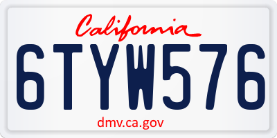 CA license plate 6TYW576