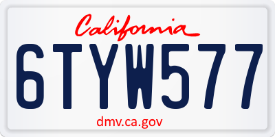 CA license plate 6TYW577