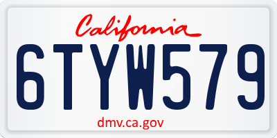 CA license plate 6TYW579