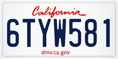 CA license plate 6TYW581