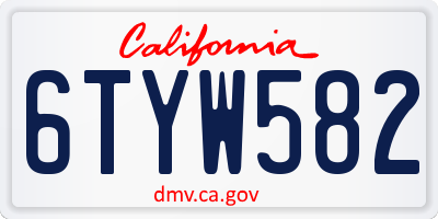CA license plate 6TYW582