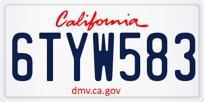CA license plate 6TYW583