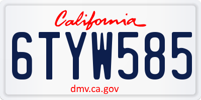 CA license plate 6TYW585