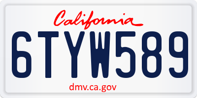 CA license plate 6TYW589