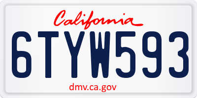 CA license plate 6TYW593