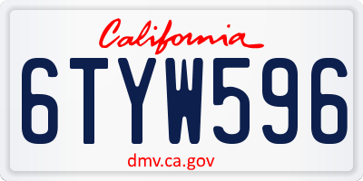 CA license plate 6TYW596