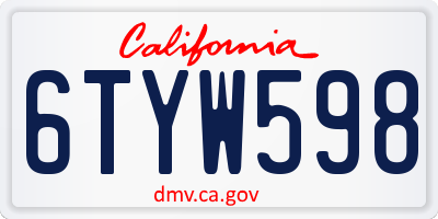 CA license plate 6TYW598