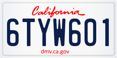 CA license plate 6TYW601