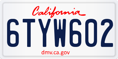 CA license plate 6TYW602