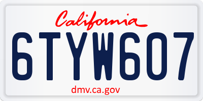 CA license plate 6TYW607