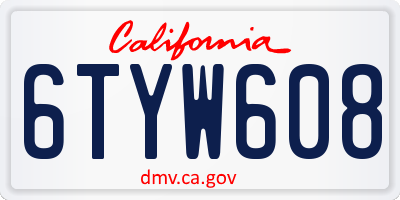 CA license plate 6TYW608