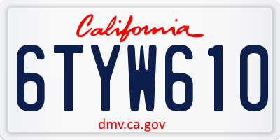 CA license plate 6TYW610