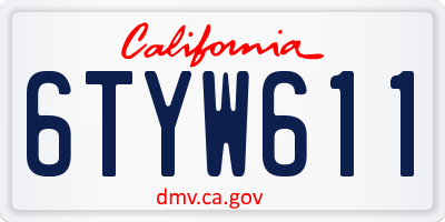 CA license plate 6TYW611
