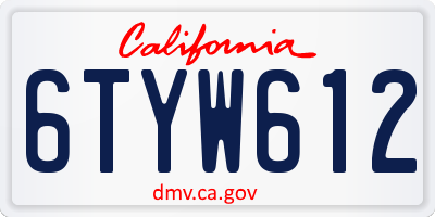 CA license plate 6TYW612