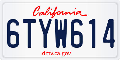 CA license plate 6TYW614
