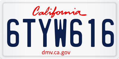 CA license plate 6TYW616