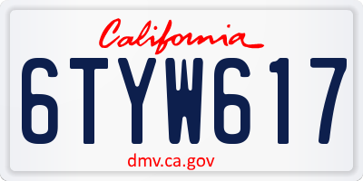 CA license plate 6TYW617