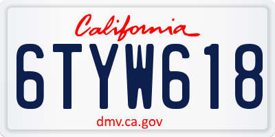 CA license plate 6TYW618