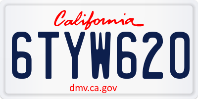 CA license plate 6TYW620